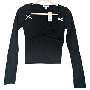 NWT - RSQ Black Long Sleeve Top